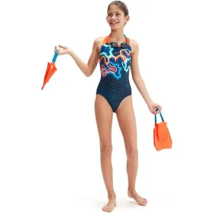 Speedo DIGITAL PLACEMENT SPLASHBACK Dievčenské jednodielne športové plavky, modrá, veľkosť 7-8Y