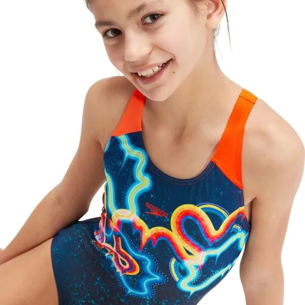 Speedo DIGITAL PLACEMENT SPLASHBACK Dievčenské jednodielne športové plavky, modrá, veľkosť 7-8Y