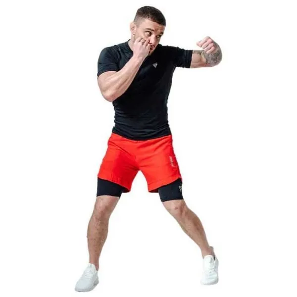 RDX T16 COMPRESSION MMA SHORTS 2V1 Kraťasy na MMA, červená, veľkosť