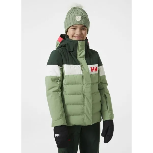 Helly Hansen JR DIAMOND JACKET Dievčenská lyžiarska bunda, zelená, veľkosť 8Y