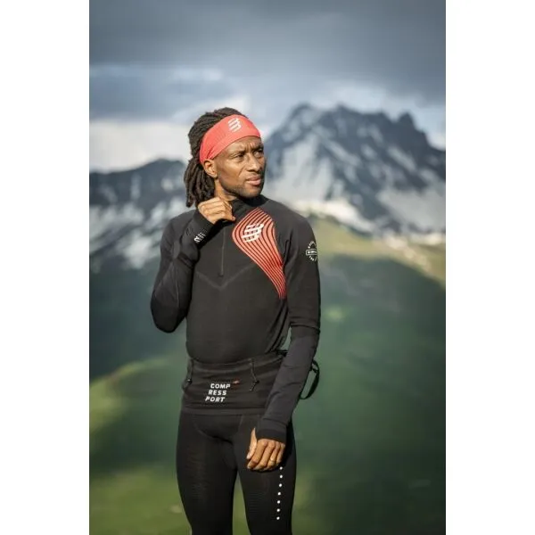 Compressport WINTER TRAIL POSTURAL LS TOP M Pánsky zateplený bežecký dres  s dlhým rukávom, tmavo sivá, veľkosť