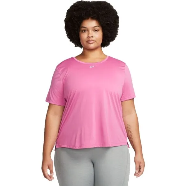 Nike ONE DF SS STD TOP PLUS W Dámske športové tričko plus size, ružová, veľkosť