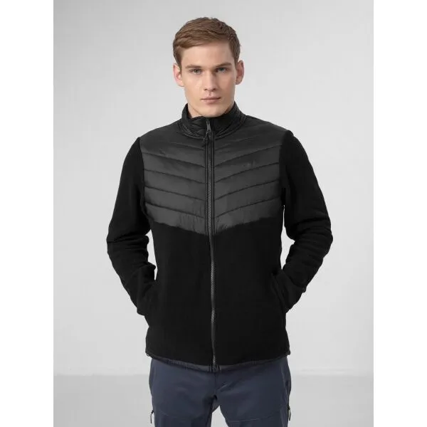 Pánska turistická flisová mikina so zipsom 4F MENS FLEECE PLM014A-20S-DEEP BLACK
