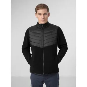 Pánska turistická flisová mikina so zipsom 4F MENS FLEECE PLM014A-20S-DEEP BLACK