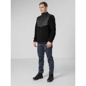 Pánska turistická flisová mikina so zipsom 4F MENS FLEECE PLM014A-20S-DEEP BLACK