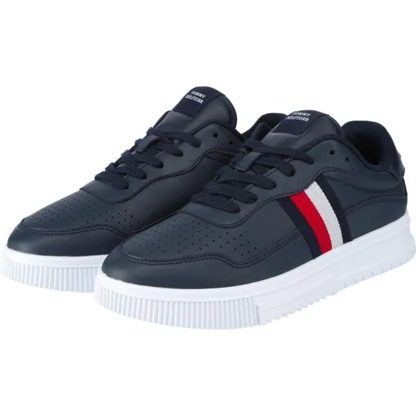 Tommy Hilfiger SUPERCUP LEATHER STRIPES Pánska tenisová obuv, tmavo modrá, veľkosť