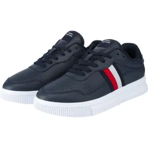 Tommy Hilfiger SUPERCUP LEATHER STRIPES Pánska tenisová obuv, tmavo modrá, veľkosť