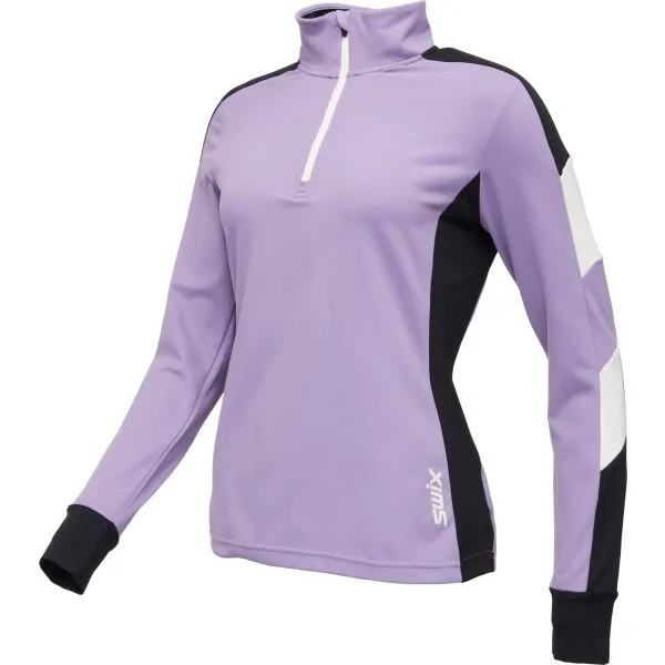 Swix TISTA 1/2 MID LAYER W Dámska funkčná mikina so stojačikom, fialová, veľkosť