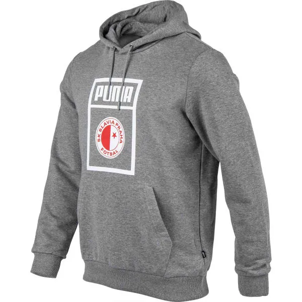 Puma SLAVIA PRAGUE GRAPHIC HOODY Pánska mikina, sivá, veľkosť