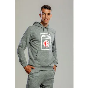 Puma SLAVIA PRAGUE GRAPHIC HOODY Pánska mikina, sivá, veľkosť