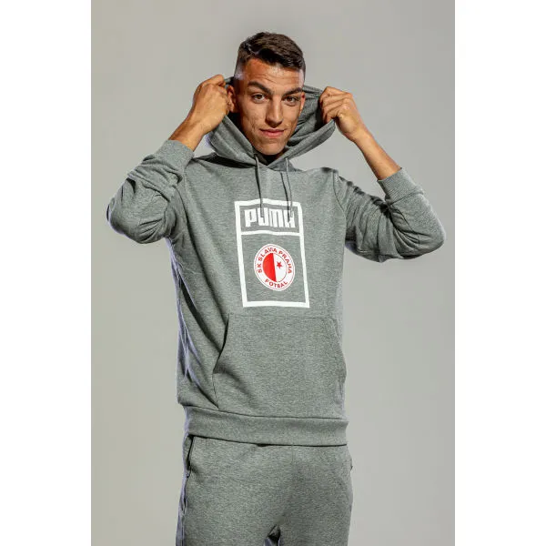 Puma SLAVIA PRAGUE GRAPHIC HOODY Pánska mikina, sivá, veľkosť