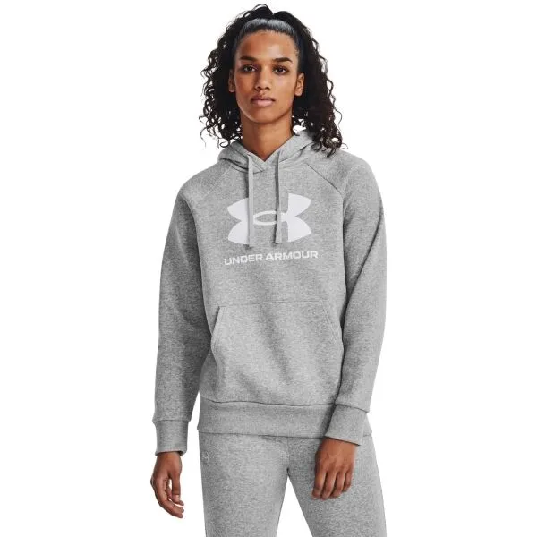 Under Armour RIVAL FLEECE BIG LOGO Dámska mikina, sivá, veľkosť S