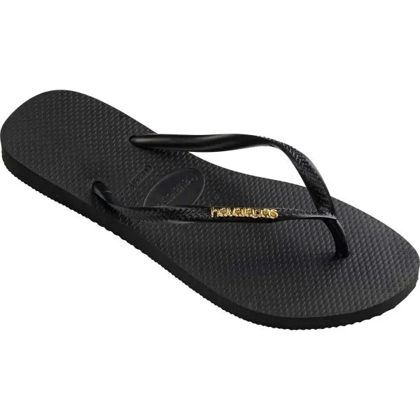 HAVAIANAS SLIM LOGO METALLIC Dámske žabky, čierna, veľkosť 43/44