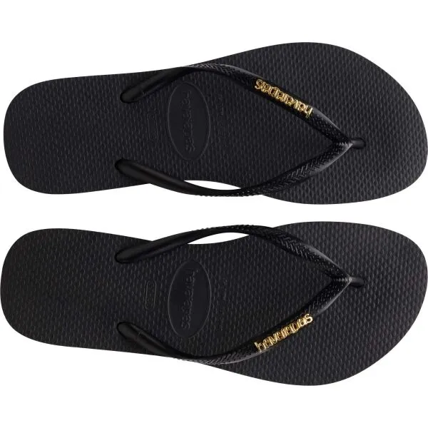 HAVAIANAS SLIM LOGO METALLIC Dámske žabky, čierna, veľkosť 43/44