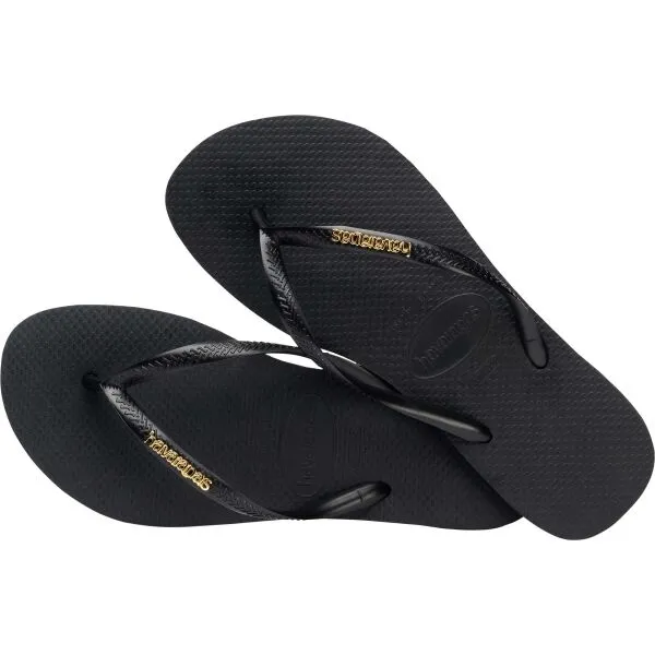 HAVAIANAS SLIM LOGO METALLIC Dámske žabky, čierna, veľkosť 43/44