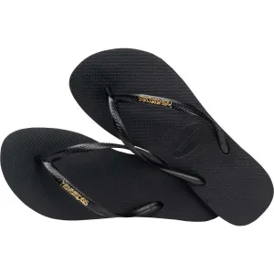 HAVAIANAS SLIM LOGO METALLIC Dámske žabky, čierna, veľkosť 43/44
