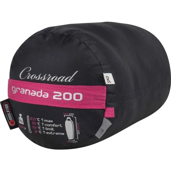 Crossroad GRANADA 200 Spací vak, ružová, veľkosť 200 cm - ľavy zips