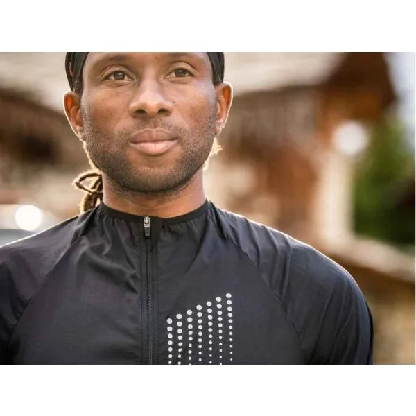 Compressport HURRICANE WINDPROOF JACKET M Pánska vetruodolná bunda, čierna, veľkosť