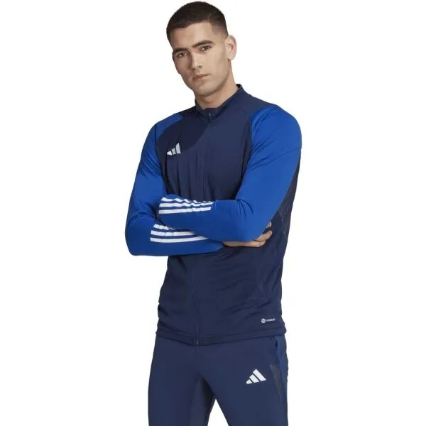 adidas TIRO 23 TOP Juniorská futbalová mikina, tmavo modrá, veľkosť