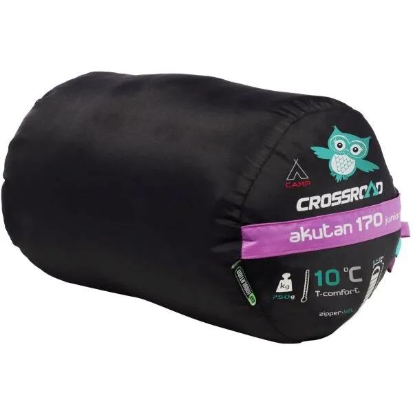 Crossroad AKUTAN 170 Juniorský spací vak, fialová, veľkosť 170 cm - pravý zips