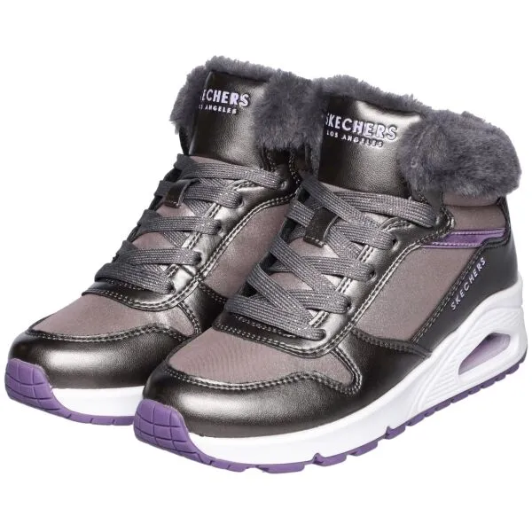 Skechers UNO - COZY ON AIR Detská zimná obuv, sivá, veľkosť