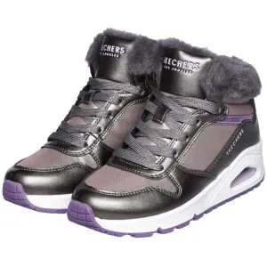 Skechers UNO - COZY ON AIR Detská zimná obuv, sivá, veľkosť