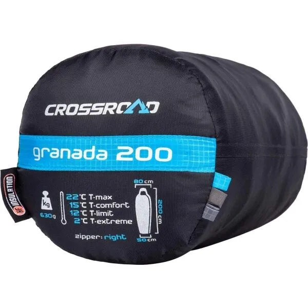 Crossroad GRANADA 200 Spací vak, modrá, veľkosť 200 cm - ľavy zips