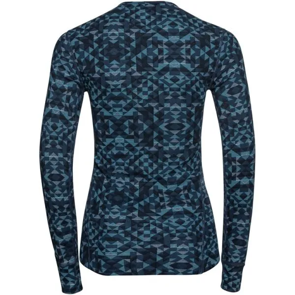 Odlo W BL TOP ACTIVEWARM ECO GRAPHIC Dámske funkčné tričko, modrá, veľkosť