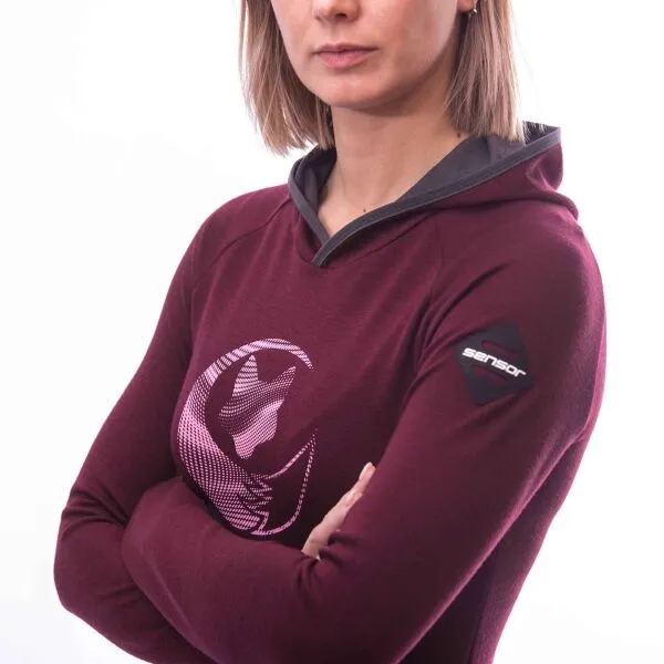 Sensor MERINO UPPER FOX Dámska mikina, vínová, veľkosť
