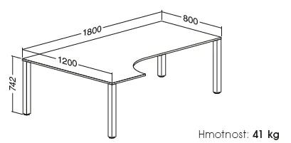 ALFA 200 stôl kancelárský 221, 180x120 cm rohový levý