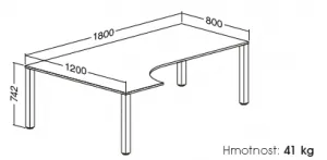 ALFA 200 stôl kancelárský 221, 180x120 cm rohový levý