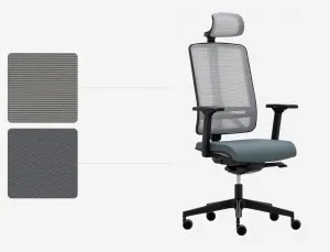 RIM Ergonomická kancelárska stolička FLEXI FX 1104.087.022 skladová sivá s opierkou hlavy