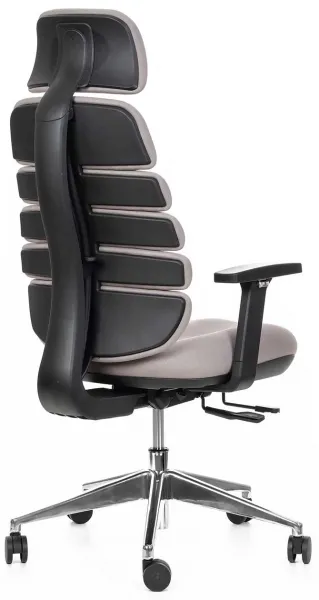 MERCURY Ergonomická kancelárska stolička SPINE tmavo sivá, s opierkou hlavy