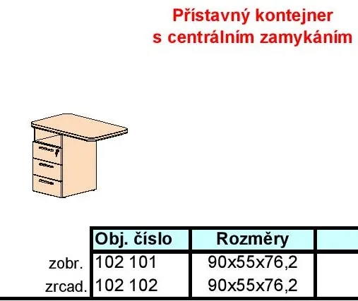 LENZA Prístavný kontajner WELS s centrálnym zámkom, ľavé prevedenie