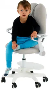 TEMPO KONDELA Rastúca stolička s podnožou a trakmi, šedá/biela, ANAIS