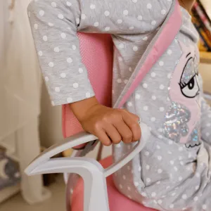 TEMPO KONDELA Rastúca stolička s podnožou a trakmi, ružová/biela, ANAIS