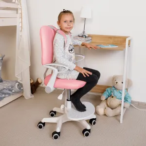 TEMPO KONDELA Rastúca stolička s podnožou a trakmi, ružová/biela, ANAIS