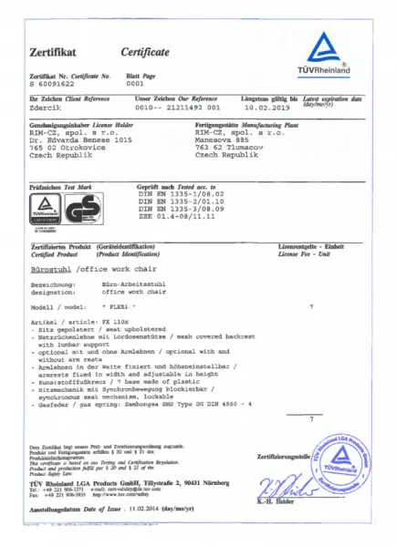 RIM Ergonomická kancelárska stolička FLEXI FX 1104 čierna s opierkou hlavy SKLADOVÁ