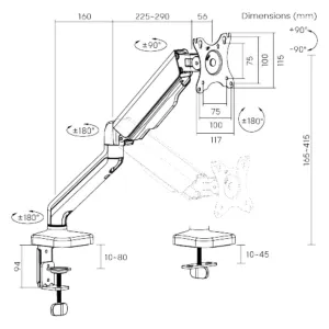 PALA Držiak monitora Brateck LDT46-C012E, 1 rameno mechanická pružina