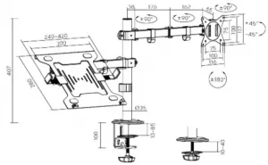 PALA Držiak monitora Brateck LDT66-C024ML, 1 kĺbové rameno + držiak laptopu