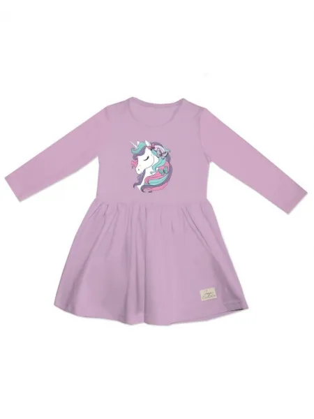 Dievčenské šaty bavlnené UNICORN s dlhým rukávom