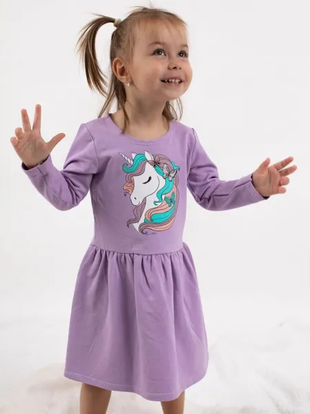Dievčenské šaty bavlnené UNICORN s dlhým rukávom