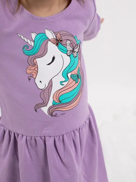Dievčenské šaty bavlnené UNICORN s dlhým rukávom
