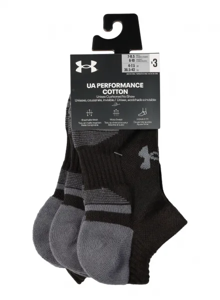 Ponožky Under Armour Performance Cotton No Show 3-Pack - black/black/pitch gray