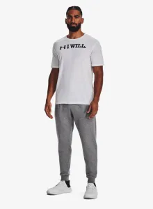 Pánske nohavice Under Armour Rival Fleece Joggers - castlerock light heather/white
