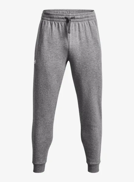 Pánske nohavice Under Armour Rival Fleece Joggers - castlerock light heather/white