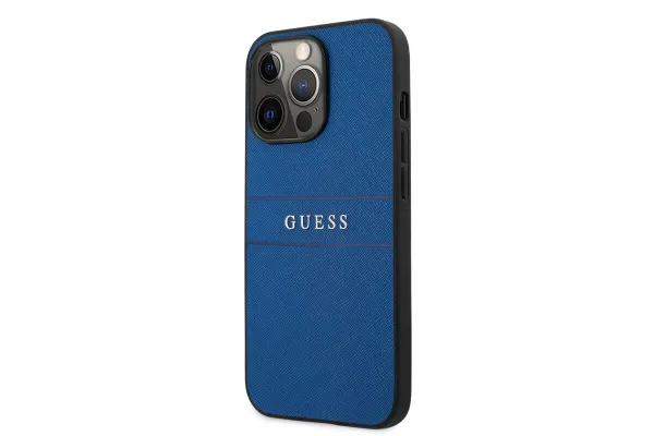 Guess PU Leather Case Saffiano iPhone 13 Pro - Blue