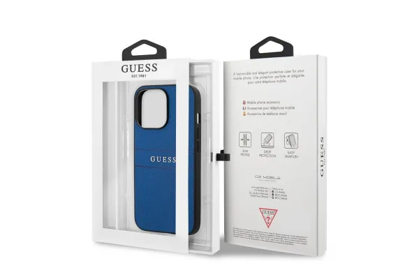 Guess PU Leather Case Saffiano iPhone 13 Pro - Blue