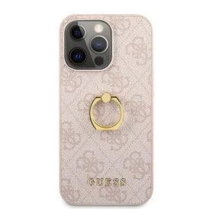 Guess PU Leather 4G Case With Ring Stand For iPhone 13 Mini - Pink