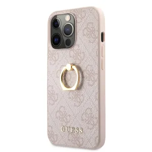 Guess PU Leather 4G Case With Ring Stand For iPhone 13 Mini - Pink